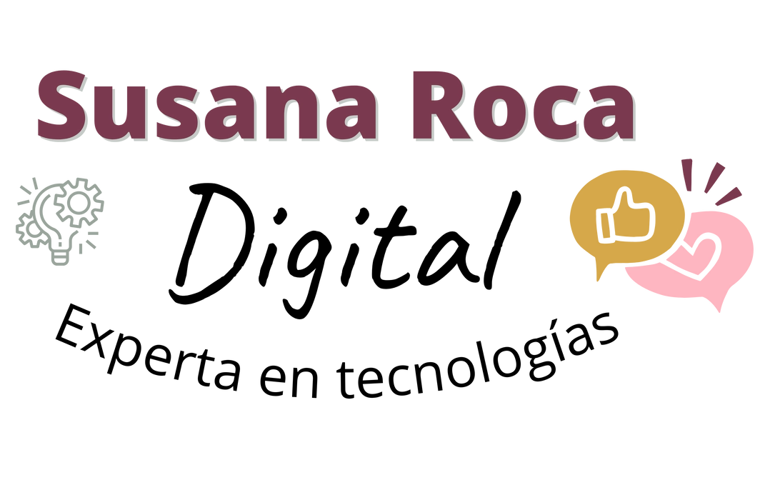 Nuevo logo de Susana Roca Digital, cambian los colores y añadido el texto:; Experta en tecnologías.